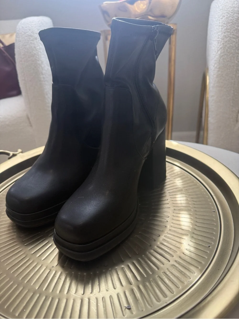Madden Girl Black Platform Block Heel Ankle Boots